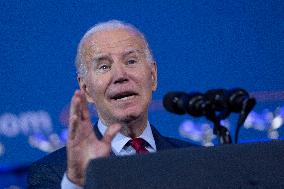 President Joe Biden makes remarks at a political event held by pro choice groups