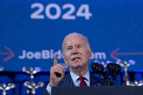 President Joe Biden makes remarks at a political event held by pro choice groups