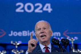 President Joe Biden makes remarks at a political event held by pro choice groups
