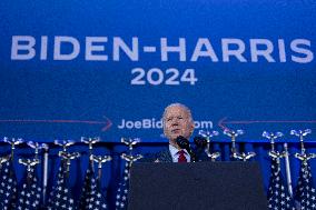 President Joe Biden makes remarks at a political event held by pro choice groups