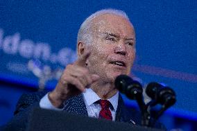 President Joe Biden makes remarks at a political event held by pro choice groups