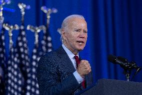 President Joe Biden makes remarks at a political event held by pro choice groups