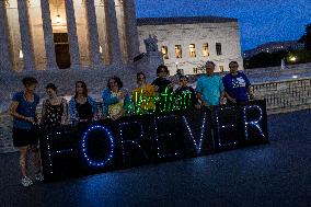 Pro-choice protest at the Supreme Court for the first anniversary of Dobbs v. JWHO