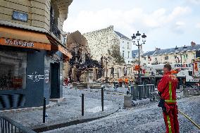 Destruction And Rubble Of A Building In The Aftermath Of An Explosion In Paris