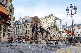 Destruction And Rubble Of A Building In The Aftermath Of An Explosion In Paris