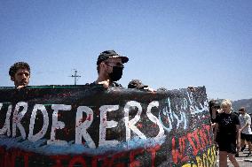 Demonstration Outside Of The Reception And Identification Center In Malakasa, Greece