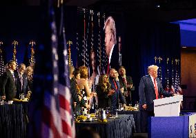 Donald Trump speaks at the ultra-conservative Road to Majority dinner