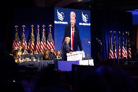 Donald Trump speaks at the ultra-conservative Road to Majority dinner