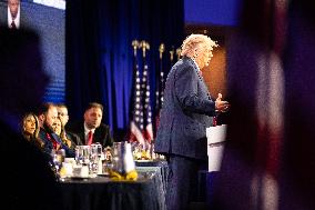 Donald Trump speaks at the ultra-conservative Road to Majority dinner