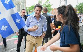 Justin Trudeau during an event on Saint-Jean-Baptiste - Montreal
