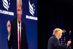 Donald Trump speaks at the ultra-conservative Road to Majority dinner