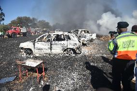 BOTSWANA-JWANENG-CAR FIRE-ACCIDENT-AFTERMATH