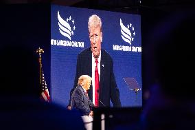 Donald Trump speaks at the ultra-conservative Road to Majority dinner