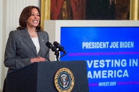 United States President Joe Biden, United States Vice President Kamala Harris and United States Secretary of Commerce Gina Raimo