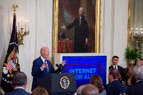 United States President Joe Biden, United States Vice President Kamala Harris and United States Secretary of Commerce Gina Raimo