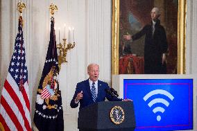 United States President Joe Biden, United States Vice President Kamala Harris and United States Secretary of Commerce Gina Raimo