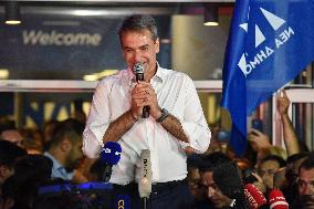 Newly Elected Prime Minister Of Greece Kyriakos Mitsotakis Speaks To Supporters In Athens