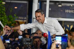 Newly Elected Prime Minister Of Greece Kyriakos Mitsotakis Speaks To Supporters In Athens