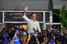 Newly Elected Prime Minister Of Greece Kyriakos Mitsotakis Speaks To Supporters In Athens