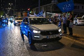 Newly Elected Prime Minister Of Greece Kyriakos Mitsotakis Speaks To Supporters In Athens