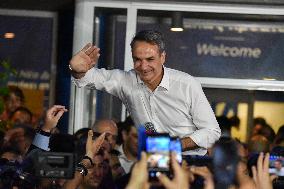 Newly Elected Prime Minister Of Greece Kyriakos Mitsotakis Speaks To Supporters In Athens