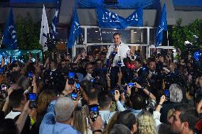 Newly Elected Prime Minister Of Greece Kyriakos Mitsotakis Speaks To Supporters In Athens