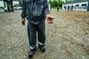 Aftermath of a russian rocket strik in Kramatorsk, Ukraine.