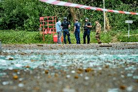 Aftermath of a russian rocket strik in Kramatorsk, Ukraine.