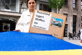 Protest Against Alleged Nuclear Power Plant Saotage In Ukraine In Duesseldorf