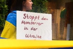 Protest Against Alleged Nuclear Power Plant Saotage In Ukraine In Duesseldorf