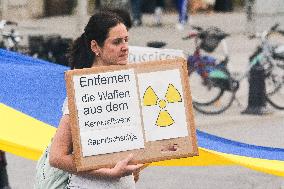 Protest Against Alleged Nuclear Power Plant Saotage In Ukraine In Duesseldorf