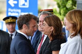 Macron Visits Military Hospital - Marseille