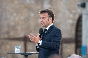 Macron Speaks At Fort St Jean - Marseille