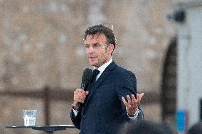 Macron Speaks At Fort St Jean - Marseille