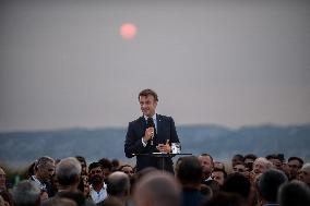 Macron Speaks At Fort St Jean - Marseille
