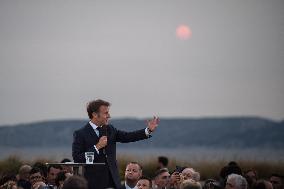 Macron Speaks At Fort St Jean - Marseille
