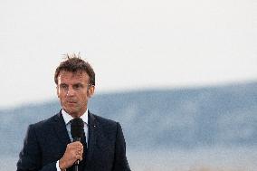 Macron Speaks At Fort St Jean - Marseille
