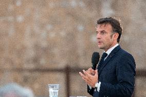 Macron Speaks At Fort St Jean - Marseille