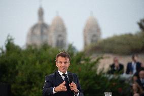 Macron Speaks At Fort St Jean - Marseille