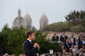 Macron Speaks At Fort St Jean - Marseille