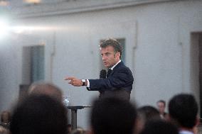 Macron Speaks At Fort St Jean - Marseille