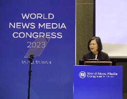 Taiwan president at media conference