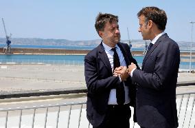 President Macron Visits The Marseille-Fos Industrial Dock - Marseille