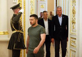 Polish,Lithuanian And Ukrainian Presidents Give A Joint Press-conference In Kyiv, Amid Russia's Invasion Of Ukraine.