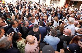 President Macron Visits The Benza District - Marseille