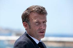 President Macron visit the Marseille-Fos industrial dock - Marseille