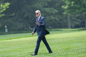 President Joe Biden departs the White House