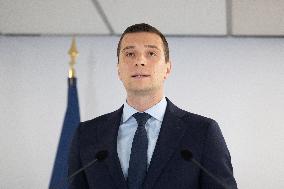 Jordan Bardella gives a press conference - Paris