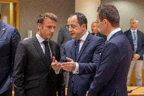 Emmanuel Macron President Of The Republic Of France At The European Council