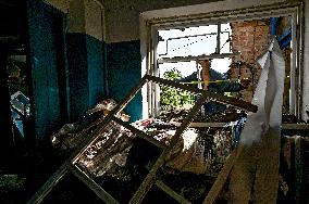 Aftermath of night shelling of Kushugum village in Zaporizhzhia by Russian army